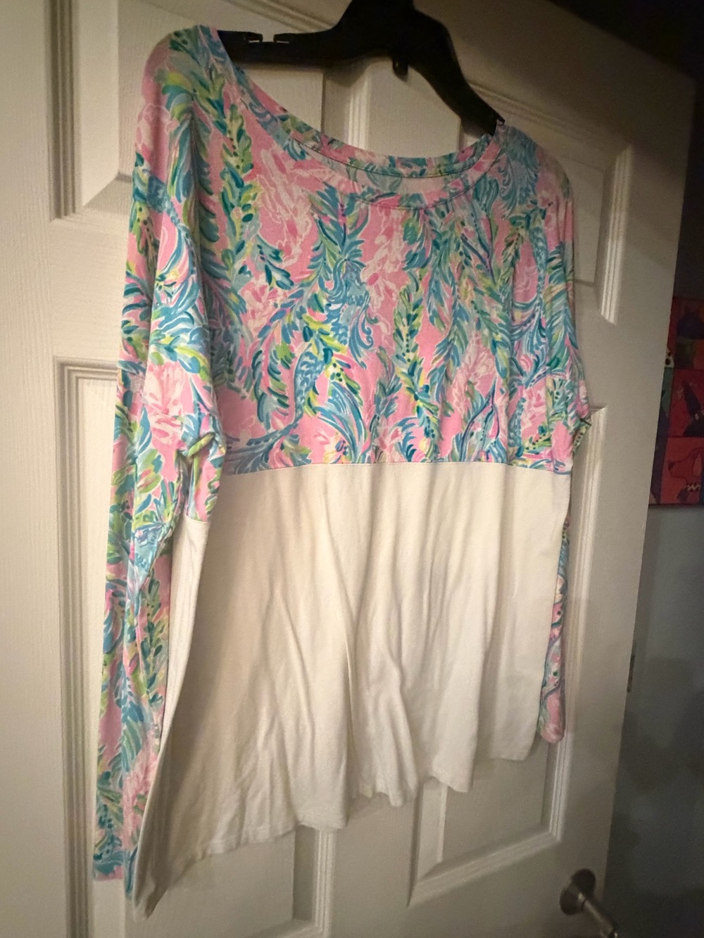 Lilly Pulitzer Colorblock Floral Long-Sleeve Women's Top large runs big